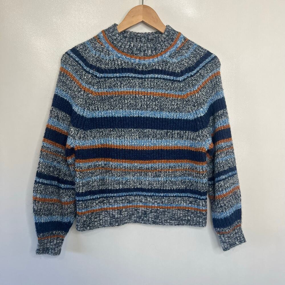 Old Navy Women’s XS Long Sleeve Stripped Mock Neck Cropped Sweater Preppy Warm - Picture 4 of 10